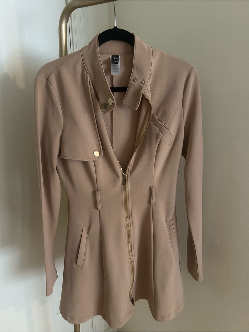 Windsor Nude Blush Zip Up Jacket Dress Structured Mini Coat Size M